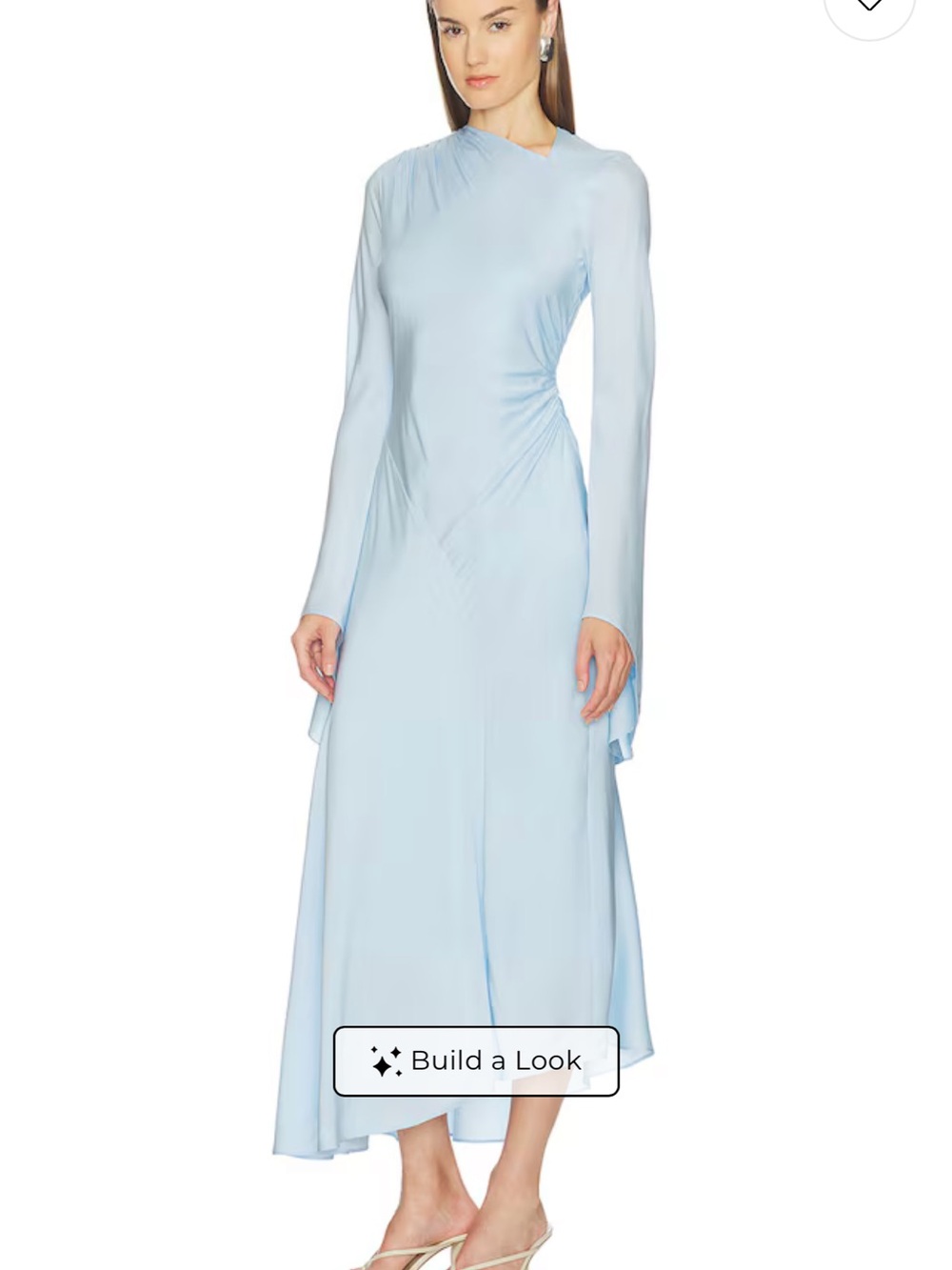 REVOLVE Silk Pale Blue Long Sleeve Midi Dress